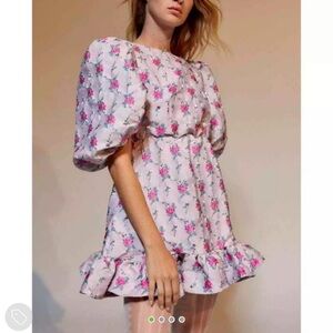 Sister Jane Floral Jacquard Puff Sleeve Open Back Mini Dress. Size xs

FOR ANNIE